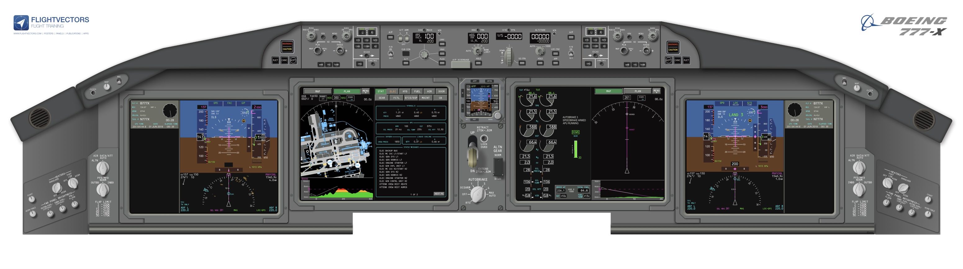 Boeing B777-x -8 -9 -10 Cockpit Poster
